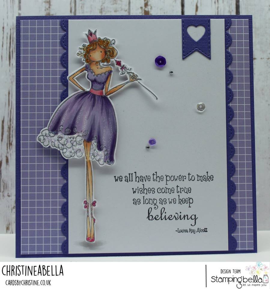 www.stampingbella.com: Rubber stamp used: UPTOWN GIRL FAITH THE FAIRY.  Card by Christine Levison