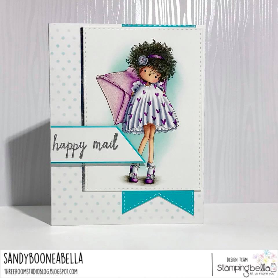 www.stampingbella.com: Rubber stamp used: TINY TOWNIE LACEY has a LETTER.  Card by Sandy Boone