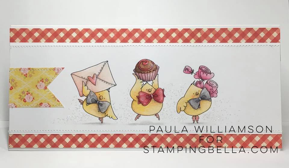 www.stampingbella.com:  RUBBER STAMP USED: VALENTINE CHICKS and   CUT IT OUT DIE card by Paula Williamson