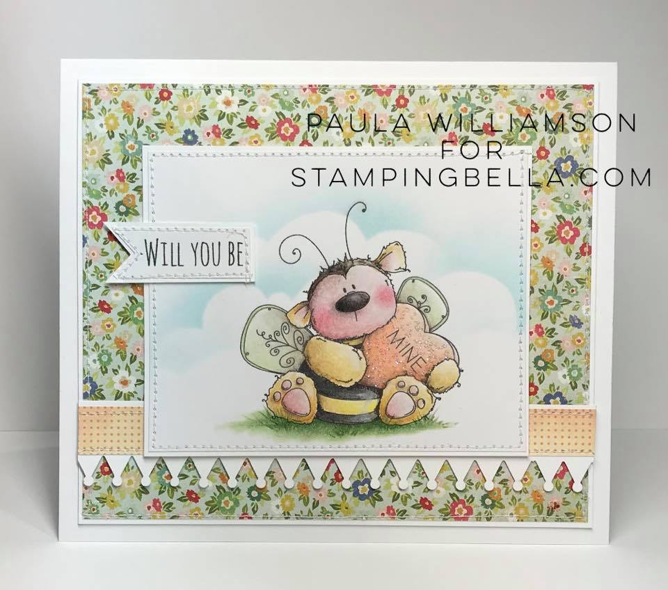 www.stampingbella.com: Rubber stamp used: BEE MINE card by Paula Williamson