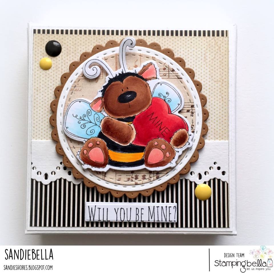 www.stampingbella.com: Rubber stamp used: BEE MINE Gift Box by Sandie Dunne