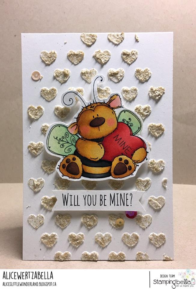 www.stampingbella.com: Rubber stamp used: BEE MINE card by Alice Wertz