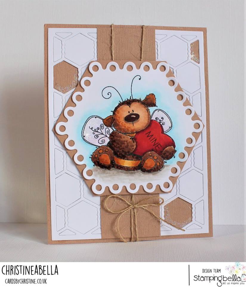 www.stampingbella.com: Rubber stamp used: BEE MINE card by Christine Levison