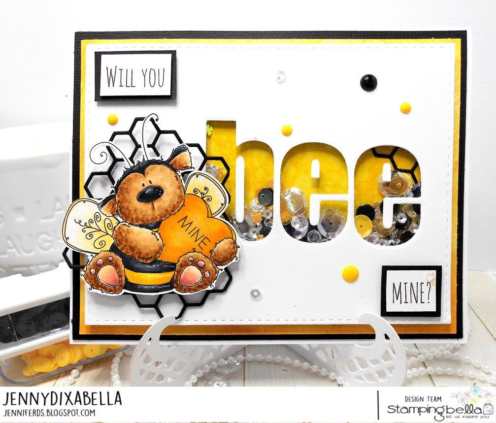 www.stampingbella.com: Rubber stamp used: BEE MINE card by Jenny Dix