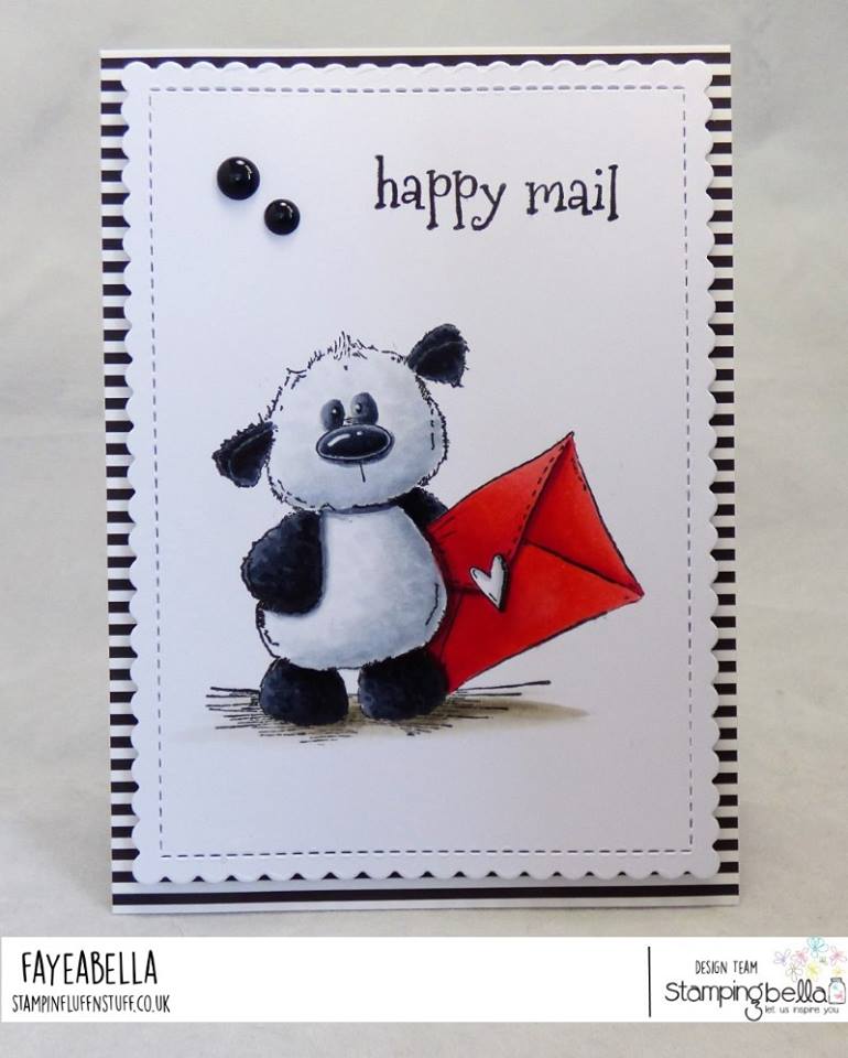 www.stampingbella.com- RUBBER STAMP USED: Harry loves Happy Mail card by Faye Wynn Jones