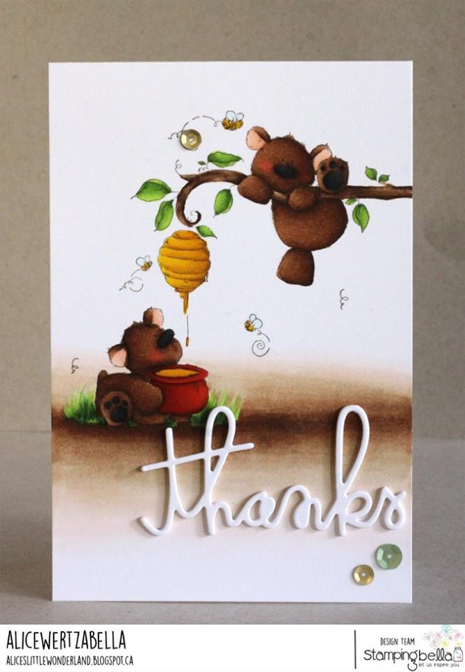 www.stampingbella.com- RUBBER STAMP USED: Honeybear STUFFIES card by Alice Wertz