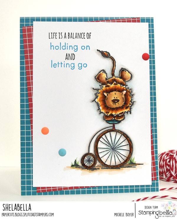 www.stampingbella.com- RUBBER STAMP USED: LEO THE BALANCING STUFFIE card by Michele Boyer
