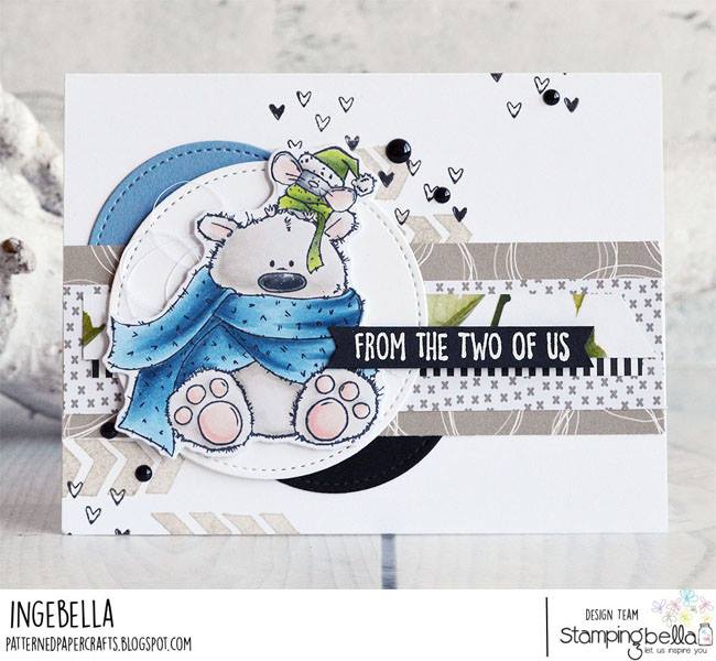 www.stampingbella.com- RUBBER STAMP USED: Polar Bear and MOUSIE STUFFIES  card by INGE GROOT