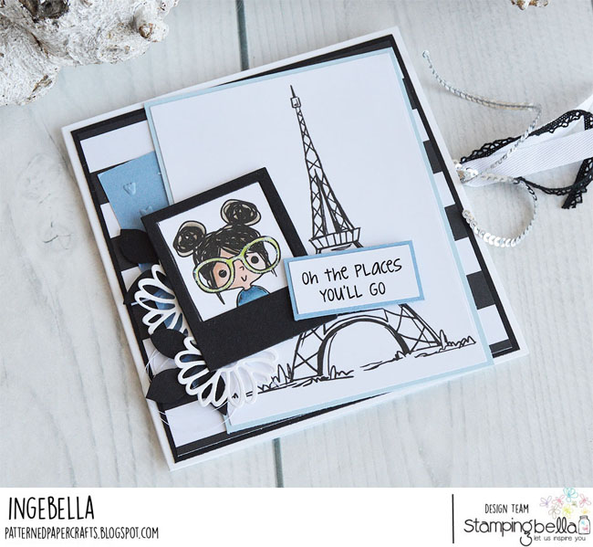 www.stampingbella.com: Rubber stamp used: PUT A STAMP ON IT ROSIE and Rosie and Bernie's Eiffel Tower Card by Inge Groot