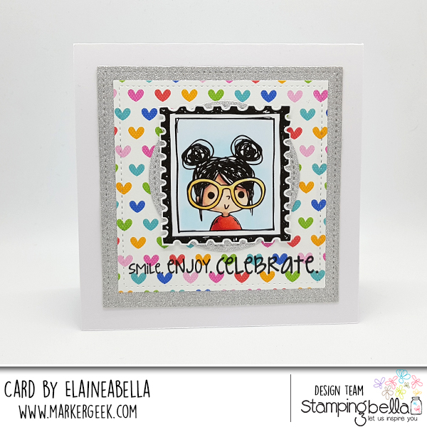 www.stampingbella.com: Rubber stamp used: PUT A STAMP ON IT ROSIE Card by Elaine Hughes