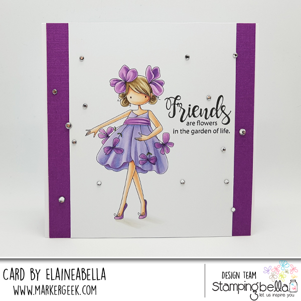 www.stampingbella.com : Rubber stamp used: Tiny Townie Garden Girl VIOLET card by Elaine Hughes