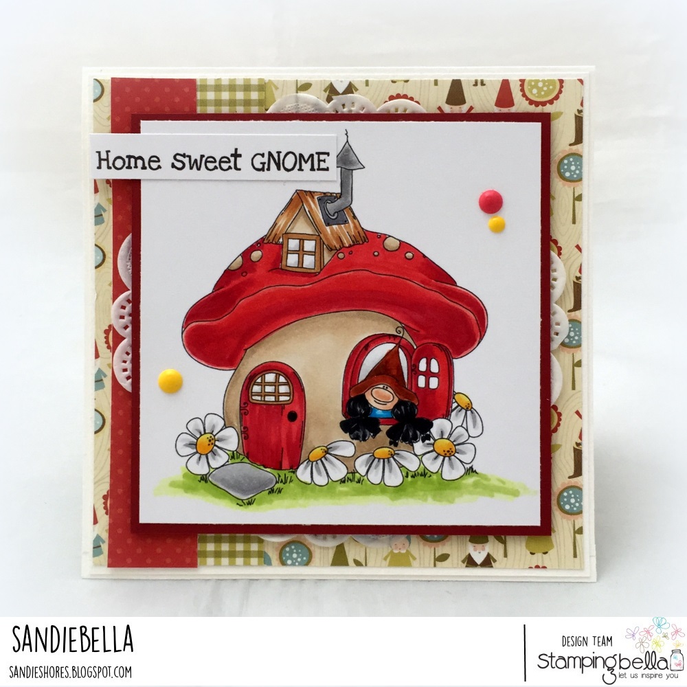 www.stampingbella.com: Rubber stamp: GNOME HOME card by Sandie Dunne