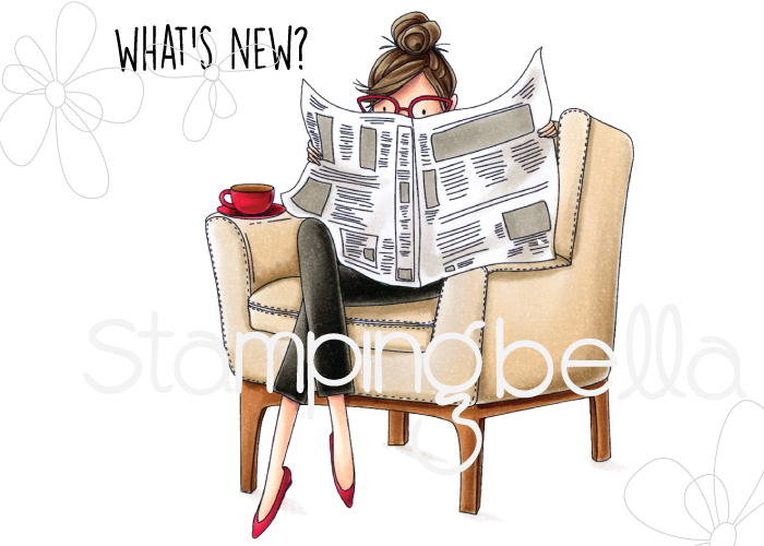 www.stampingbella.com: rubber stamp: Uptown girl NANCY reads the NEWSPAPER