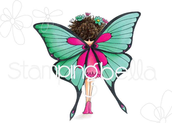 www.stampingbella.com: rubber stamp: Tiny Townie butterfly girl BABETTE
