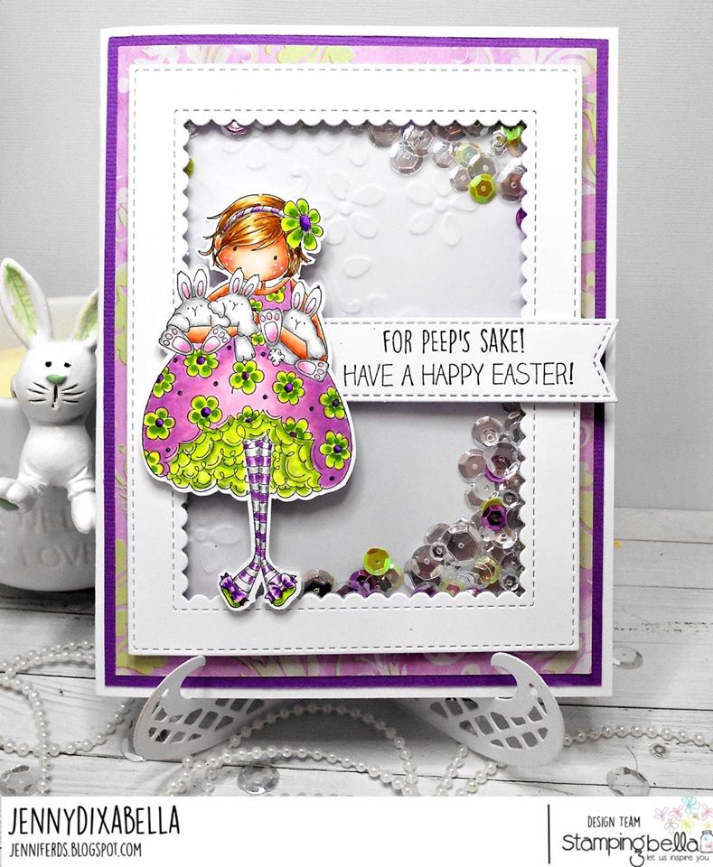 www.stampingbella.com: rubber stamp used: TINY TOWNIE BECKY loves BUNNY WOBBLES card by JENNY DIX