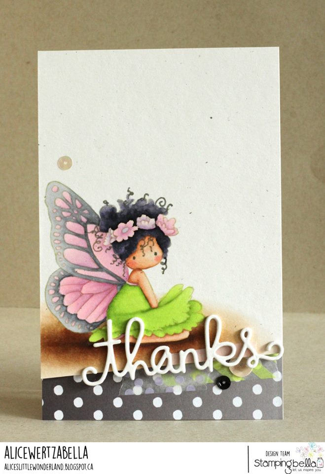 www.stampingbella.com: rubber stamp used: TINY TOWNIE BUTTERFLY GIRL BESS card by ALICE WERTZ