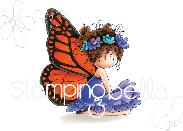 www.stampingbella.com: rubber stamp used : Tiny Townie butterfly girl Bess