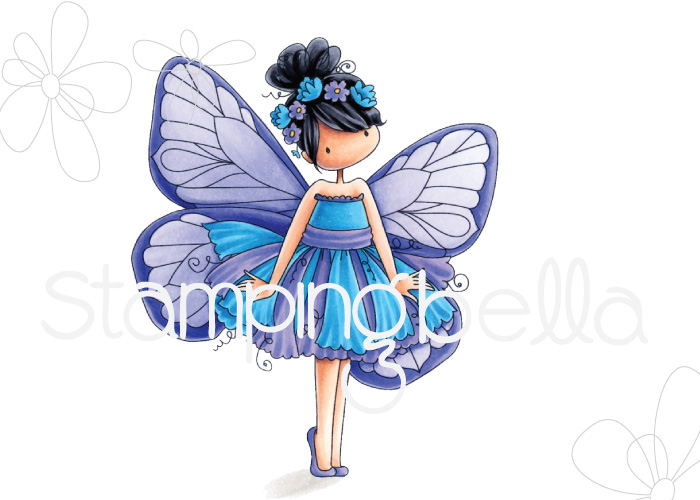 www.stampingbella.com: rubber stamp used : Tiny Townie butterfly girl Blanche