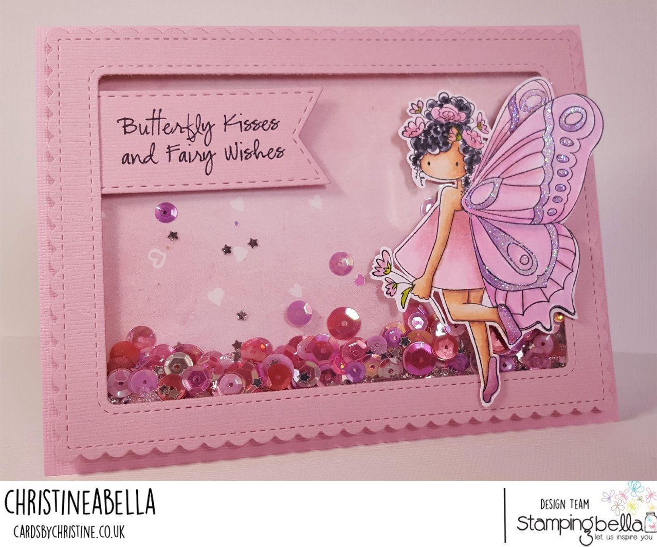 www.stampingbella.com:  rubber stamp used: TINY TOWNIE BUTTERFLY GIRL BRIANNA . Card by Christine Levison