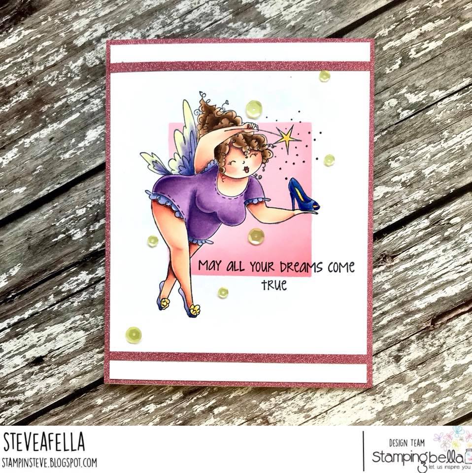 www.stampingbella.com: Rubber stamp used: Edna the EVERYTHING FAIRY, card by Stephen Kropf