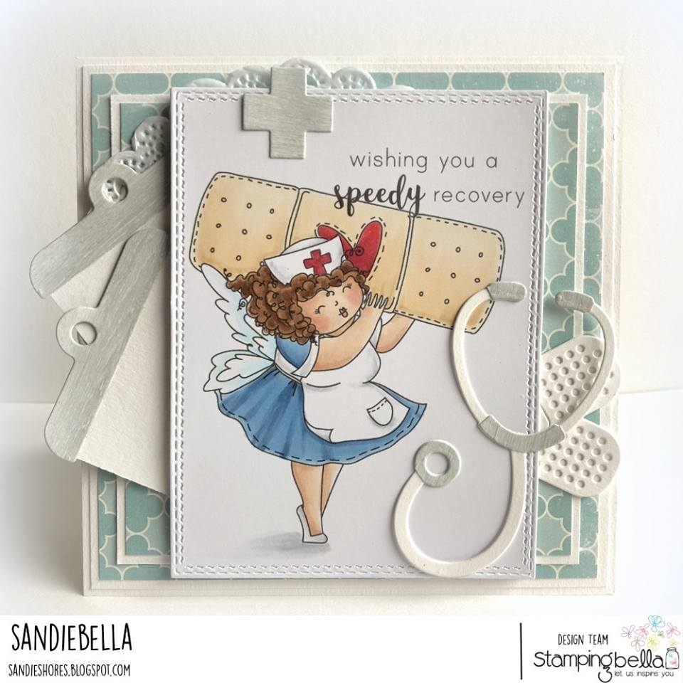 www.stampingbella.com:  rubber stamp used: Edna to the RESCUE . Card by Sandie Dunne