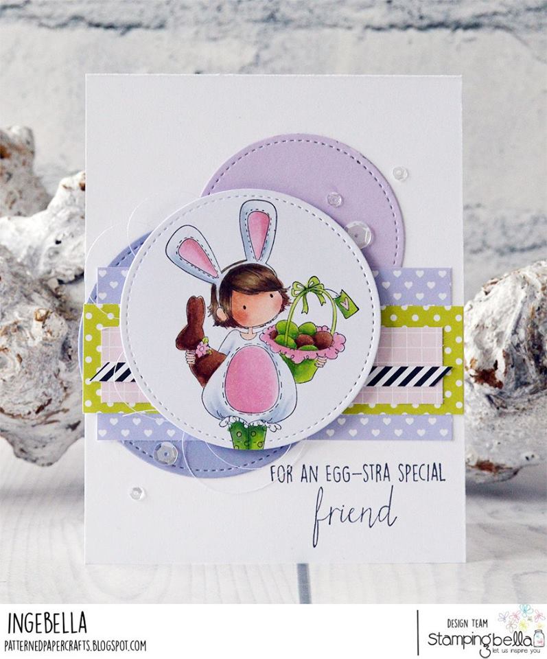 www.stampingbella.com: rubber stamp used: TINY TOWNIE ELLA LOVES EASTERcard by Inge Groot
