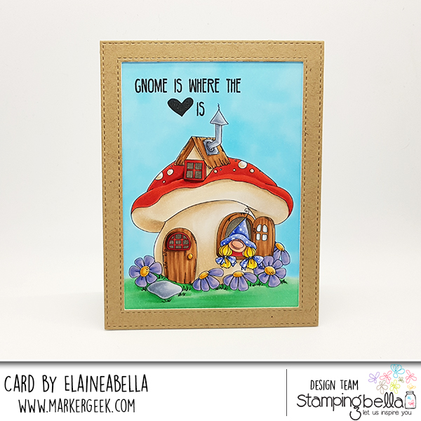www.stampingbella.com: Rubber stamp: GNOME HOME card by Elaine Hughes