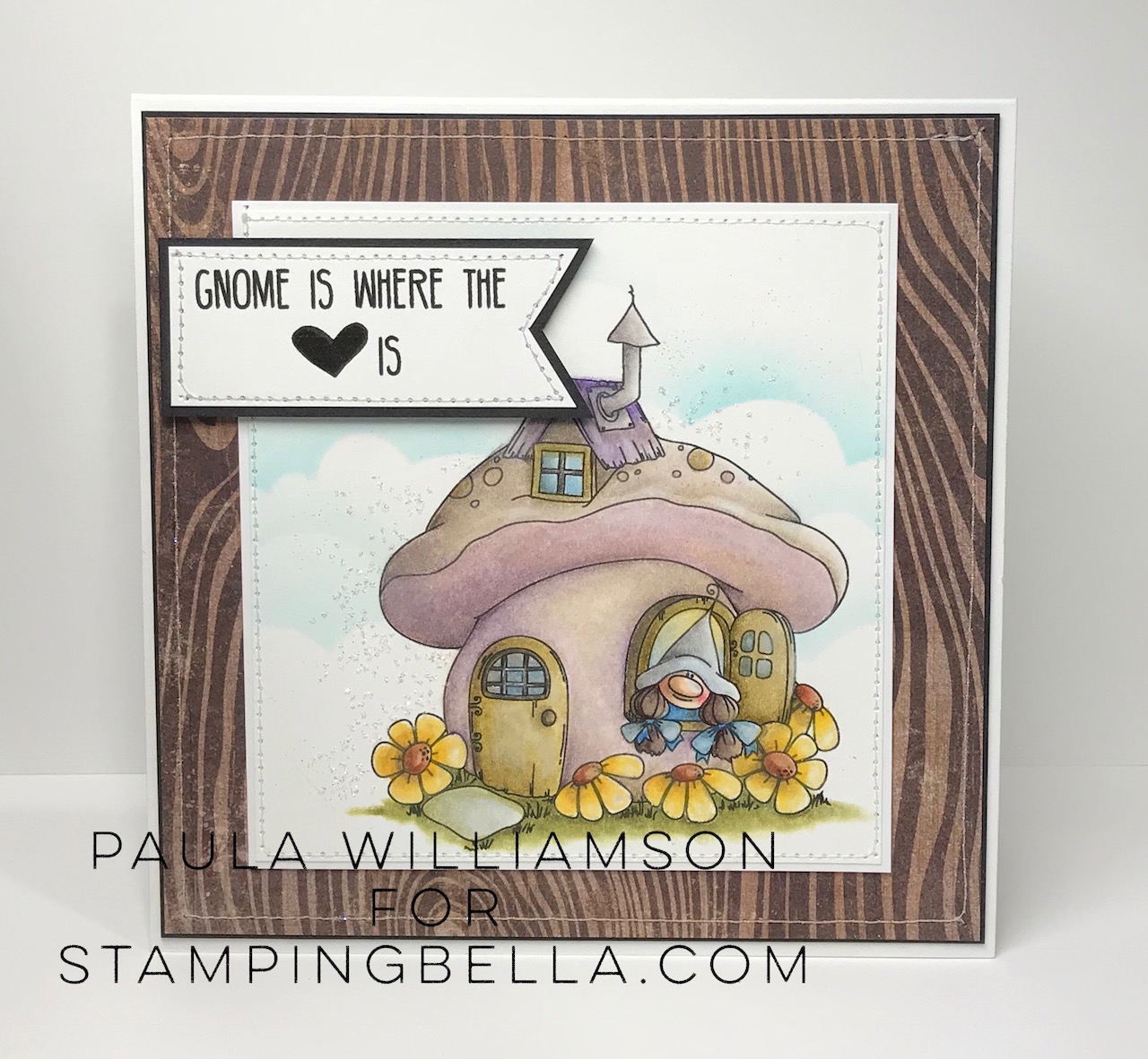 www.stampingbella.com: Rubber stamp: GNOME HOME card by Paula Williamson