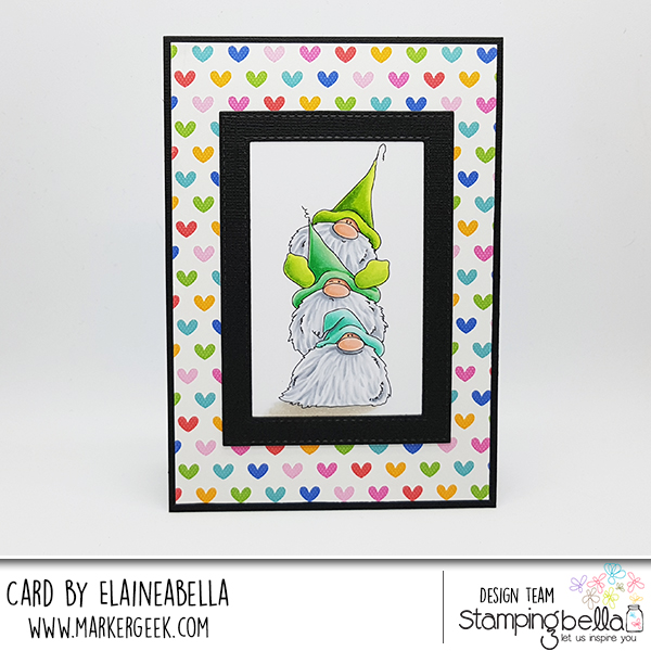 www.stampingbella.com: Rubber stamp: Gnome PILE card by Elaine Hughes