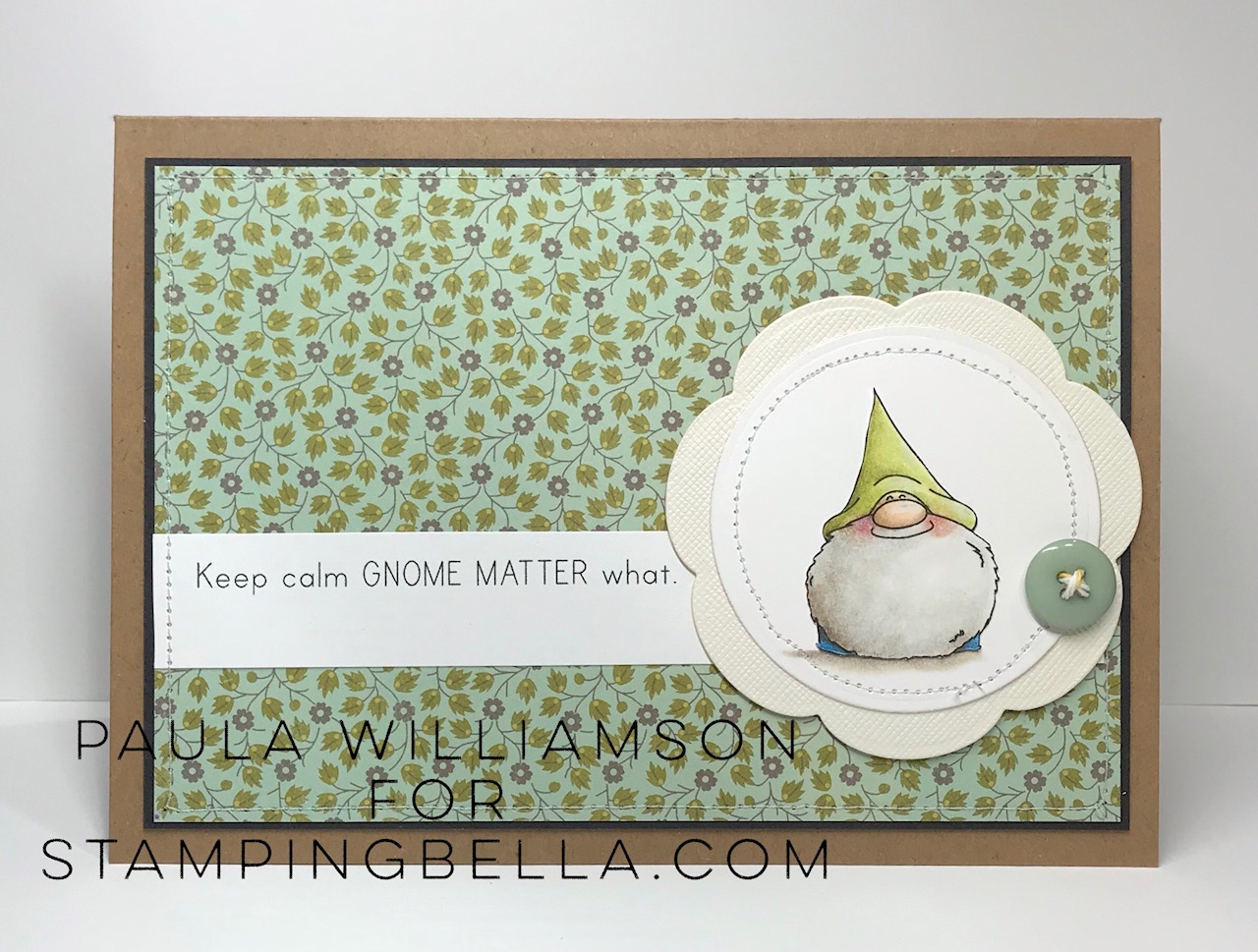 www.stampingbella.com: Rubber stamp: Gnomes have FEELINGS TOO card by Paula Williamson