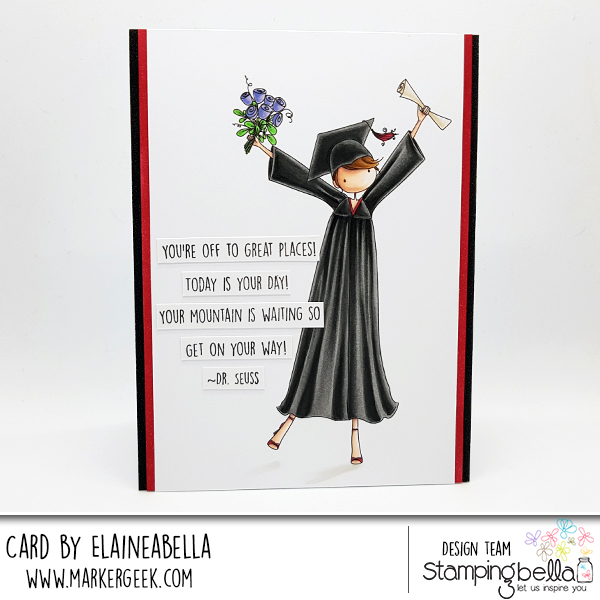 www.stampingbella.com: rubber stamp used: UPTOWN GIRL GRACE the GRADUATE, card by Elaine Hughes
