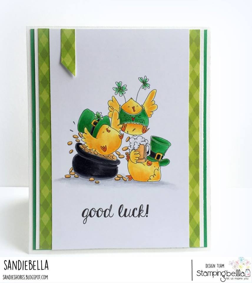 www.stampingbella.com: rubber stamp used: IRISH CHICKS  card by Sandie Dunne
