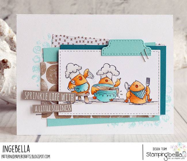 www.stampingbella.com: Rubber stamp used: IRON CHEF CHICKS, card by Inge Groot