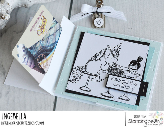 www.stampingbella.com: Rubber stamp used ROSIE AND BERNIE in ITALY, Adventure Sentiment set. Card by Inge Groot