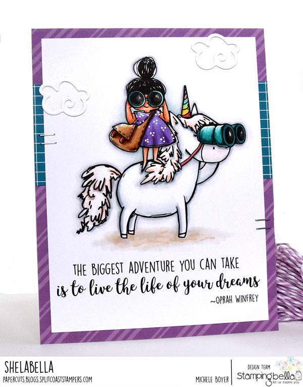 www.stampingbella.com: Rubber stamp used Rosie and Bernie LOVE TO EXPLORE and our Adventure Sentiment set. Card by Jenny Dix