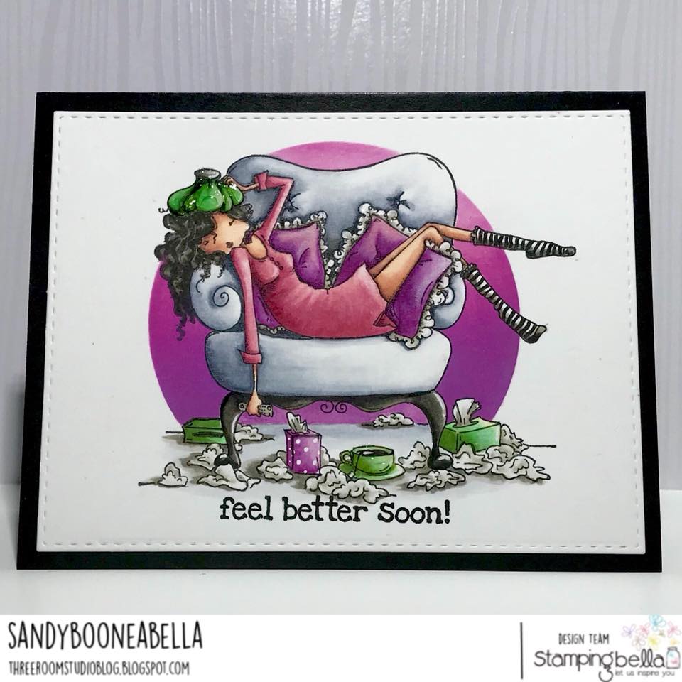 www.stampingbella.com: rubber stamp used: UPTOWN GIRL SOFIA the SICKY card by Sandy Boone