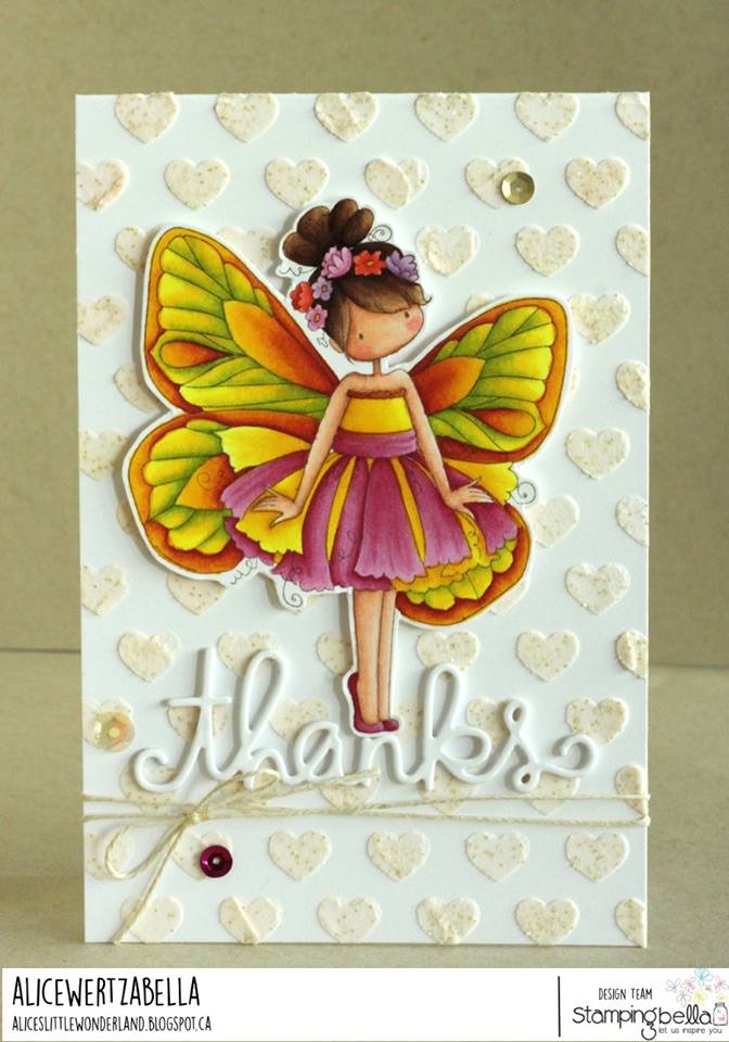 www.stampingbella.com: Rubber stamp usedL TINY TOWNIE BUTTERFLY GIRL BLANCHE, card made by ALICE WERTZ