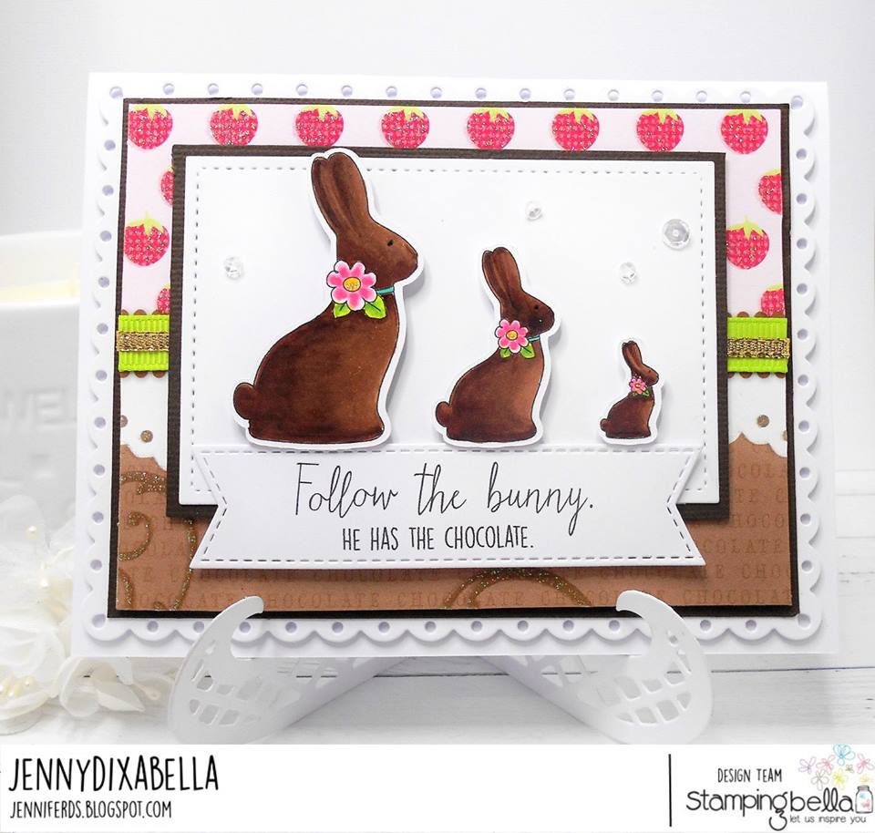 www.stampingbella.com : RUBBER STAMP USED:  CHOCOLATE BUNNIES card by Jenny Dix