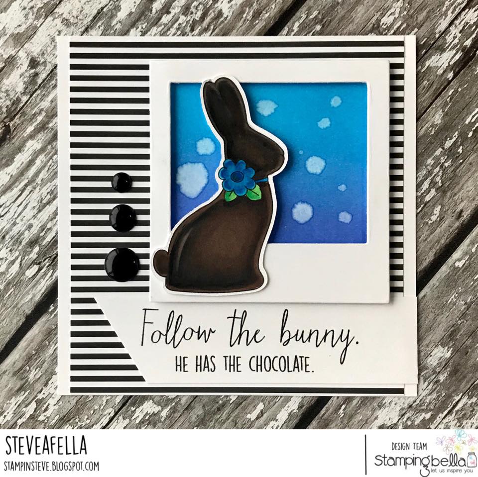 www.stampingbella.com : RUBBER STAMP USED:  CHOCOLATE BUNNIES card by Stephen Kropf