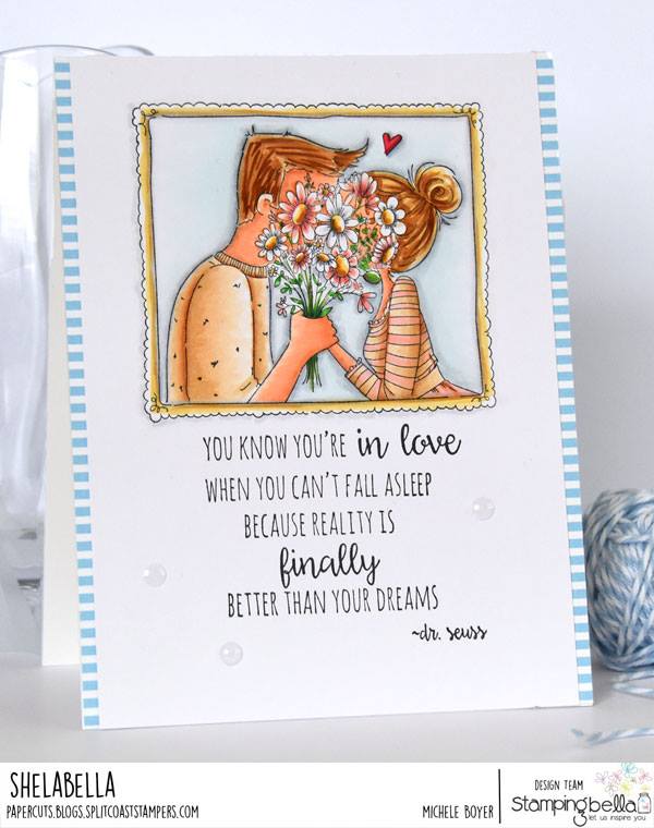 www.stampingbella.com: RUBBER STAMP USED CLOSEUPS IN LOVE card by Michele Boyer