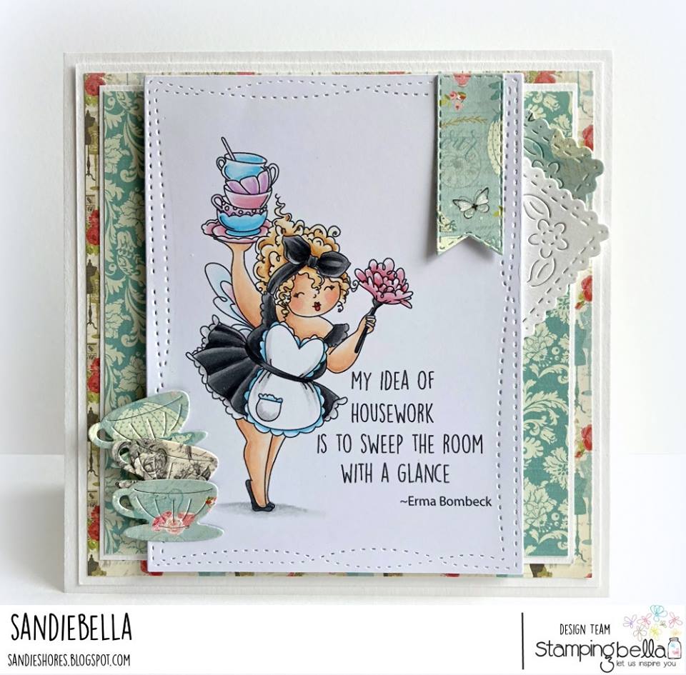 www.stampingbella.com: Rubber stamp used Edna loves to SWEEP, card made by Sandie Dunne