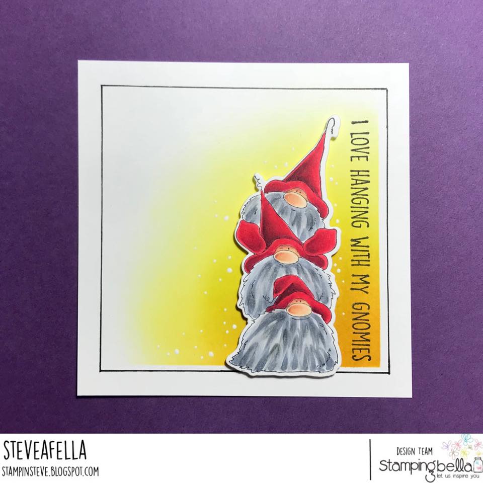 www.stampingbella.com: Rubber stamp used GNOME PILE, card made by Stephen Kropf