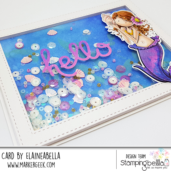Stamping Bella & Marker Geek: Mermaid Shaker Card with Distress Oxides & Polychromos (video)