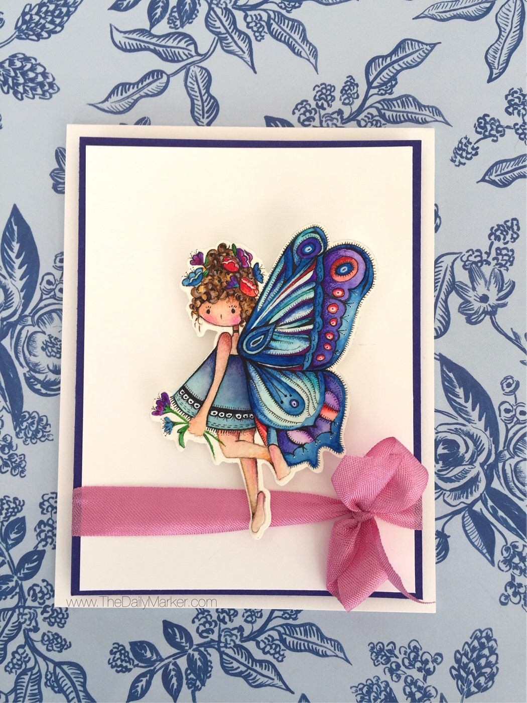 www.stampingbella.com: rubber stamp used: Tiny Townie Butterfly Girl BRIANNA card by Kathy Racoosin