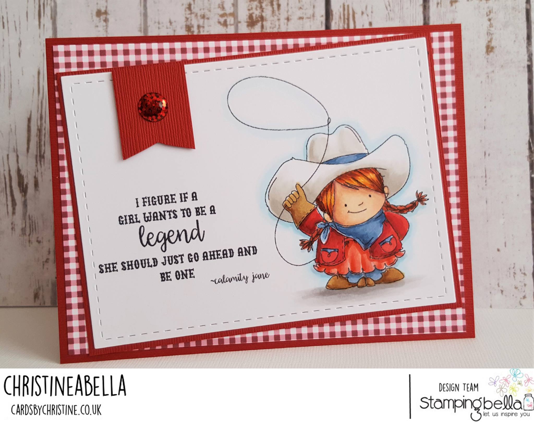 www.stampingbella.com: rubber stamp used: COWGIRL SQUIDGY  card by Christine Levison