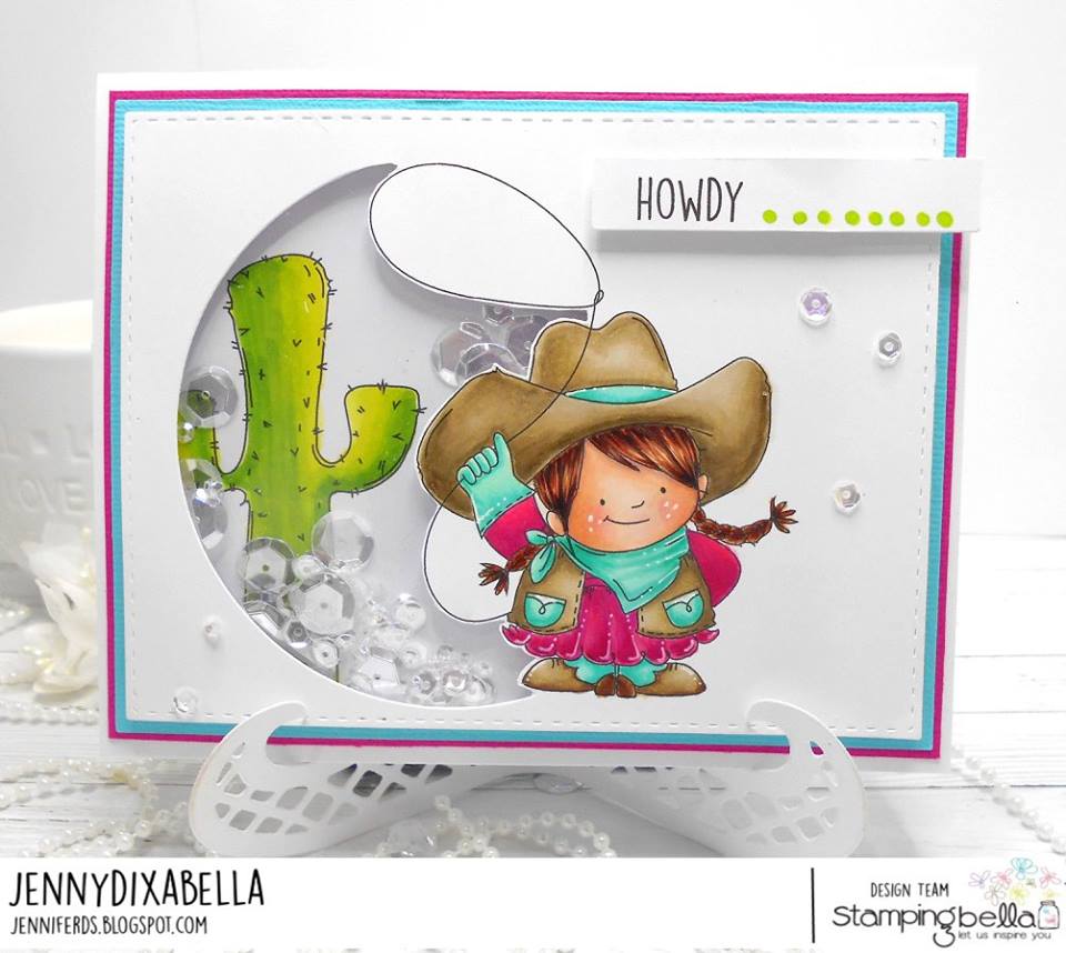 www.stampingbella.com: rubber stamp used: COWGIRL SQUIDGY and SQUIDGY CACTUS card by JENNY DIX