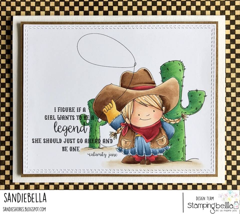 www.stampingbella.com: rubber stamp used: COWGIRL SQUIDGY and SQUIDGY CACTUS card by Sandie DunneN