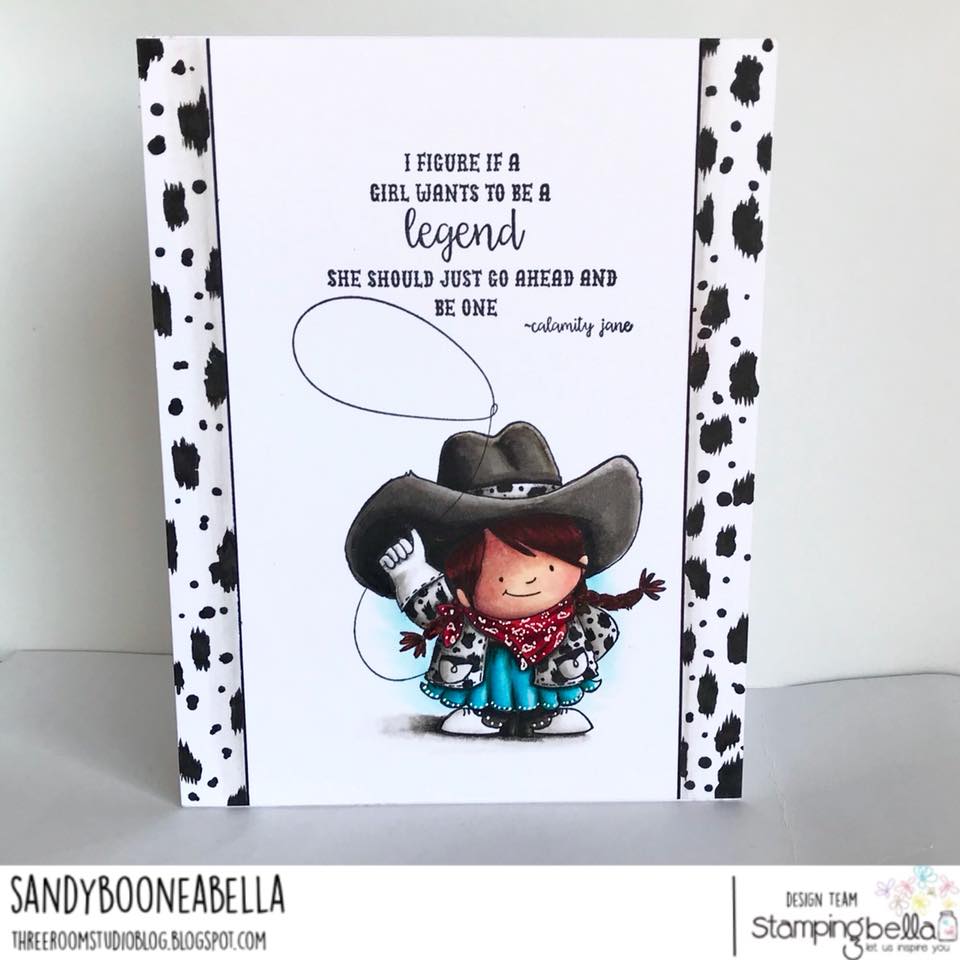 www.stampingbella.com: rubber stamp used: COWGIRL SQUIDGY card by Sandy Boone
