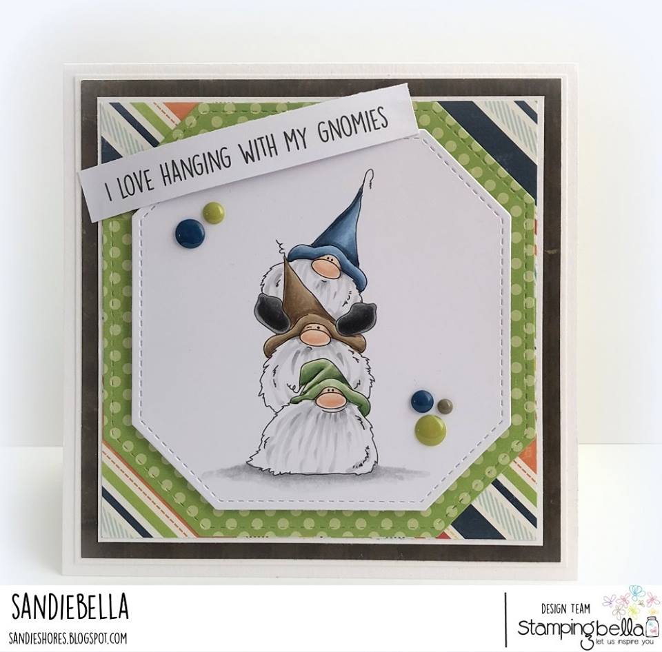 www.stampingbella.com: rubber stamp used: GNOME PILE card by Sandie Dunne