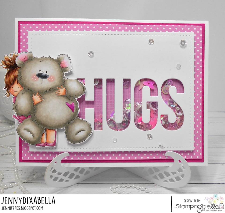 www.stampingbella.com:  rubber stamp used Squidgy AND teddy card by Jenny Dix